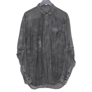 THE VIRIDI-ANNE ペーパー加工シャツ サイズ2 チャコール VI-3456-02 ザヴィリジアン Paper Processing Shirt 長袖 シワ 22ss｜graiz