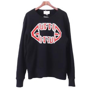 グッチ GUCCI 19SS メタルプリントロゴスウェット トレーナー XS ブラック EE376｜graiz