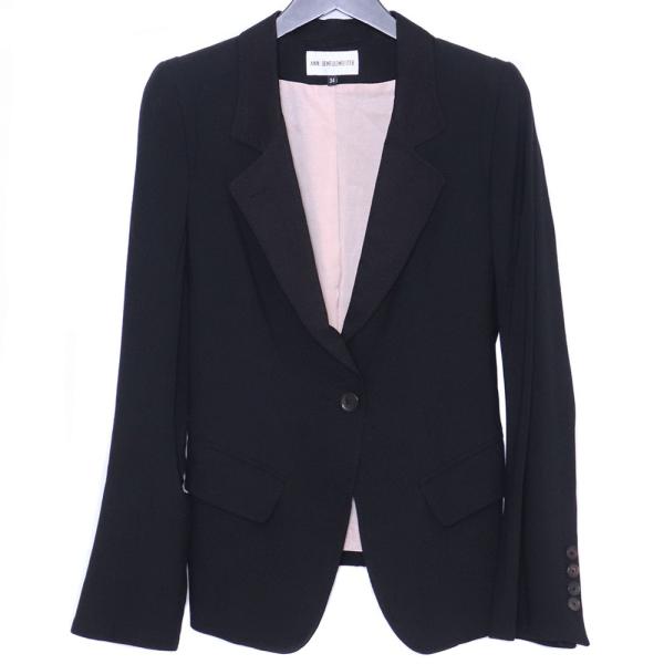 ANN DEMEULEMEESTER ロングテーラードジャケット サイズ34 ブラック アンドゥムル...