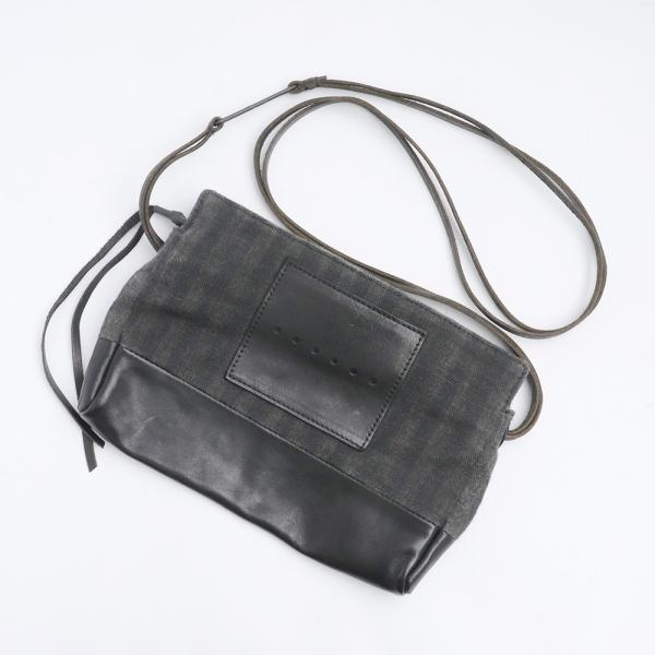 DEVOA Crossbody Bag Linen GUIDI calf leather ブラック ...
