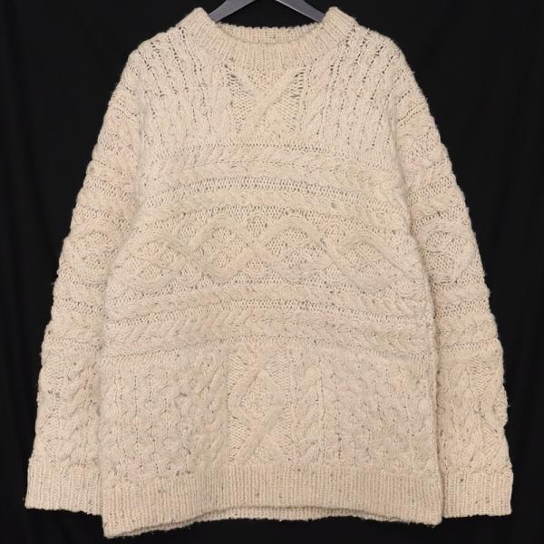 UNUSED hand knit cable sweater サイズ2 アイボリー US1702 ア...