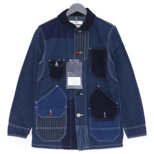 未使用 FDMTL PATCHWORK COVERALL RINSE サイズ1 インディゴ FA18/ ファンダメンタル パッチワークカバーオール デニムジャケット｜graiz