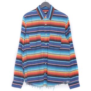 AMIRI カットオフエッジ フランネルチェック長袖シャツ Sサイズ ピンク