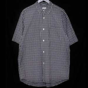 COMOLI ショートスリーブシャツ サイズ3 ネイビー P01-02008 コモリ チェック 総柄 半袖 シャツ｜graiz