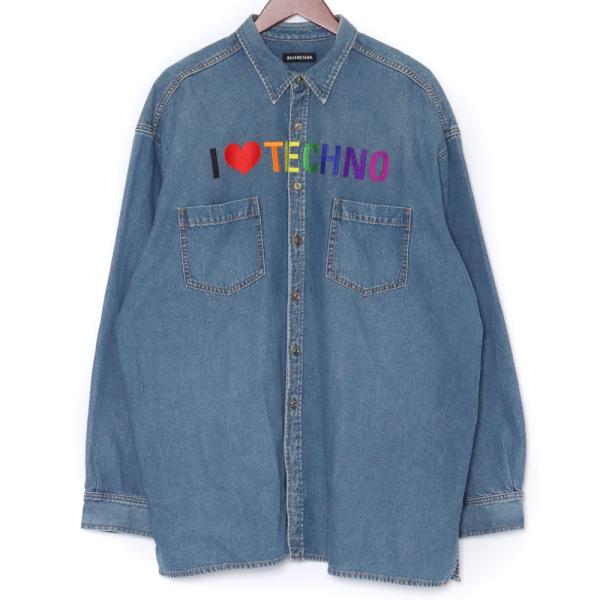 BALENCIAGA I Love Techno オーバーサイズデニムシャツ サイズ39 インディゴ...