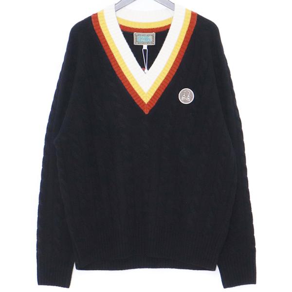 未使用 MARK &amp; LONA York V-Neck Cable Knit サイズ50 ブラック ...
