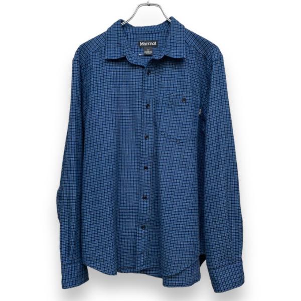 MARMOT Victoria L-Breath チェックシャツ Lサイズ ブルー TOMSJB80...