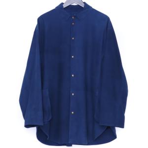 PORTER CLASSIC LEATHER SUEDE SHIRT JACKET W/SILVER BUTTONS サイズ1 ブルー ポータークラシック スウェードレザー長袖シャツジャケット