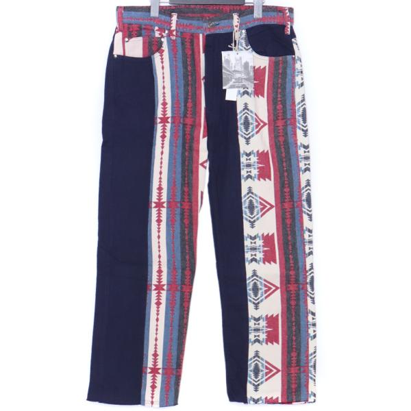 未使用 AIE NEW YORK ネイティブ柄 ストレート デニムパンツ サイズ32 インディゴ エ...