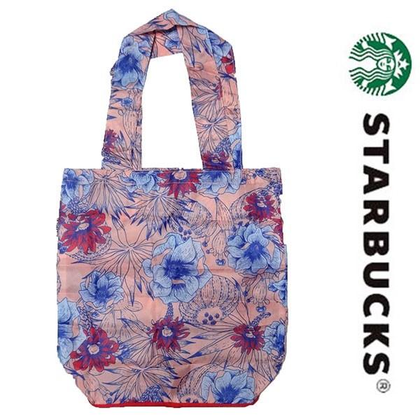 新品 STARBUCKS ECO TOTE BAG スターバックス エコ トートバッグ ピンク 花柄...