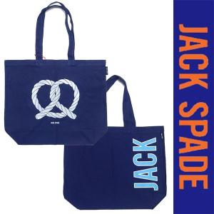 新品 JACK SPADE TOTE BAG ジャックスペード ネイビー トートバッグ コットン 手...