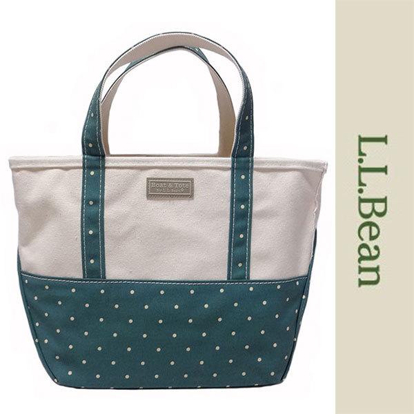 新品 LLBean TOTE BAG エルエルビーン トートバッグ キャンバス 水玉 ホワイト グリ...