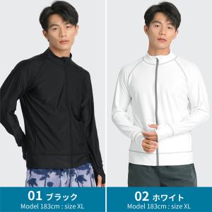 ラッシュガード メンズ 長袖 ファスナー付 ポ...の詳細画像5
