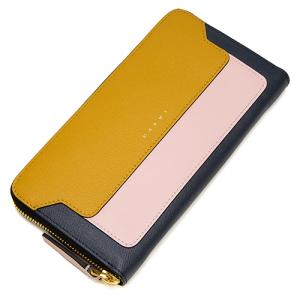 【ハッピープライス】 マルニ MARNI ラウンドファスナー長財布 パンプキン/シンダーローズ/オリオンブルー PFMOE11U15 LV520 Z413N PUMPKIN+CINDER ROSE
