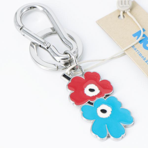 マリメッコ marimekko キーチェーン ターコイズ×レッド Puhallus Unikko I...