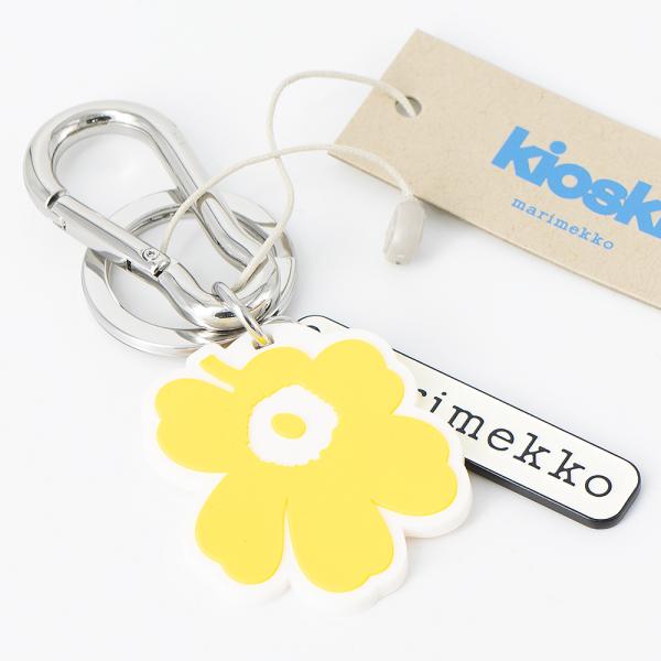 マリメッコ marimekko キーチェーン ライトイエロー×オフホワイト Aallokas Uni...
