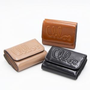 クロエ　Chloe 三つ折り財布　ブラウン系 Chloe／クロエ三つ折り財布 ミニ財布ブラウン