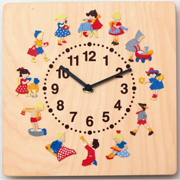 ヘラー社時計 子どもの一日 壁掛時計 木製 木の時計 HELLER　ヘラー社　子供部屋　木のおもちゃ...
