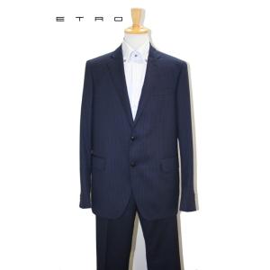 ETRO　エトロ　スーツ　ストライプ　２ボタンスーツ　ネイビー　５２サイズ