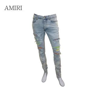 AMIRI　アミリ　デニム　メンズ　ダメージデニム　カラフルラインストーン　スカイインディゴ　29インチ Y0M01403SD｜grandealbero