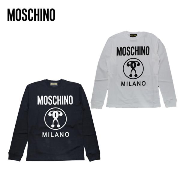 MOSCHINO モスキーノ メンズ 長袖 tシャツ ロングTシャツ ダブルクエスチョンマークプリン...