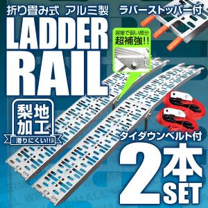 【2本セット】折りたたみみ式 アルミ製ラダーレール 脚付 バイクレール アルミブリッジ 荷台スロープ バイクラダー 二つ折り Type-B