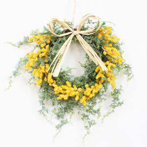 ミモザ リース 造花【Mサイズ】玄関 お洒落 ...の詳細画像1