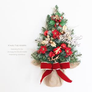商品名【華】Xmas！♥真っ赤なポインセチアとローズのスワッグリース✳ 冬リース 大きなポインセチア レッド系 クリスマスリース 送料無料 スワッグ