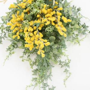 ミモザ リース スワッグリース 造花 アーティ...の詳細画像4