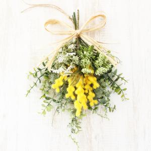ミモザ ユーカリ スワッグリース 造花 送料無料の詳細画像1