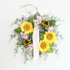 ひまわり リース 造花 直径約20cm 玄関 ...の詳細画像1