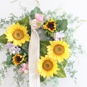 ひまわり リース 造花 直径約20cm 玄関 ...の詳細画像2