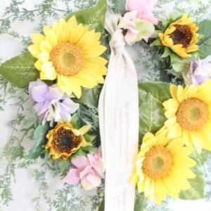 ひまわり リース 造花 直径約20cm 玄関 ...の詳細画像3