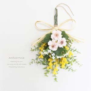 ミモザ バラリース スワッグ 造花 アーティフィシャルフラワー