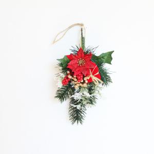 手のひらサイズ ミニクリスマスリース (レッド...の詳細画像1