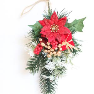 手のひらサイズ ミニクリスマスリース (レッド...の詳細画像2
