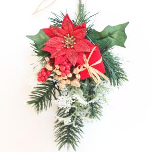 手のひらサイズ ミニクリスマスリース (レッド...の詳細画像3