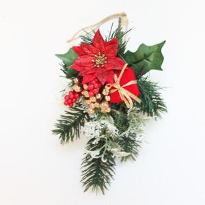 手のひらサイズ ミニクリスマスリース (レッド...の詳細画像4