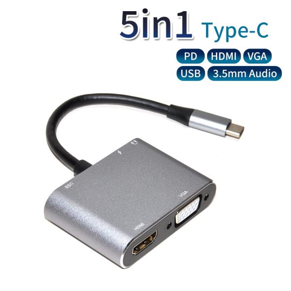 Type-C ハブ 5in1 変換アダプター USB-C 4K＠30Hz HDMI PD給電 対応 ...