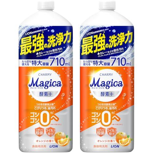 【まとめ買い 大容量】 チャーミーマジカ 食器用洗剤 酵素プラス オレンジの香り 詰替大型 710m...