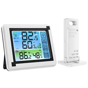 デジタル温湿度計 外気温度計 ワイヤレス 温度湿度計 室内 室外 三つセンサー 高精度 LCD大画面 バックライト機能付き 最高最低温湿度表