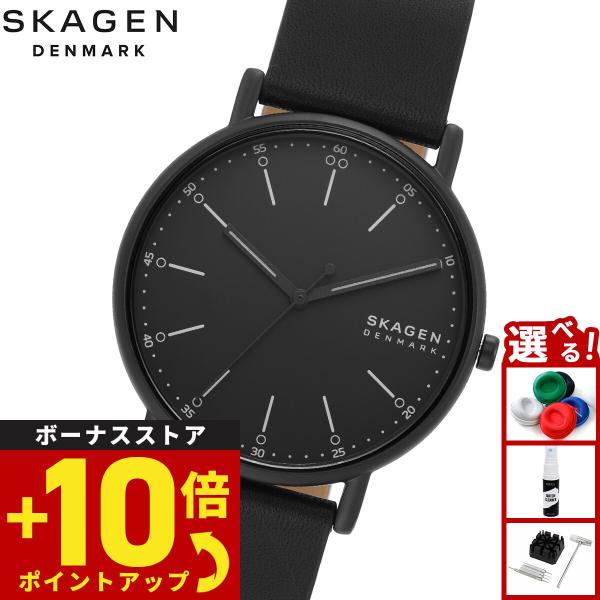 スカーゲン SKAGEN 腕時計 メンズ SIGNATUR 三針 ブラックレザーウォッチ SKW69...