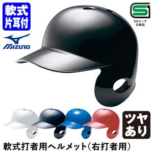 ミズノ（MIZUNO） 1DJHR113 軟式打者用ヘルメット 右打者用 ツヤあり 軟式片耳付打者用｜grandslam