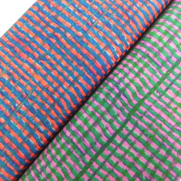 nora．くれよんチェック　(綿 生地 布)