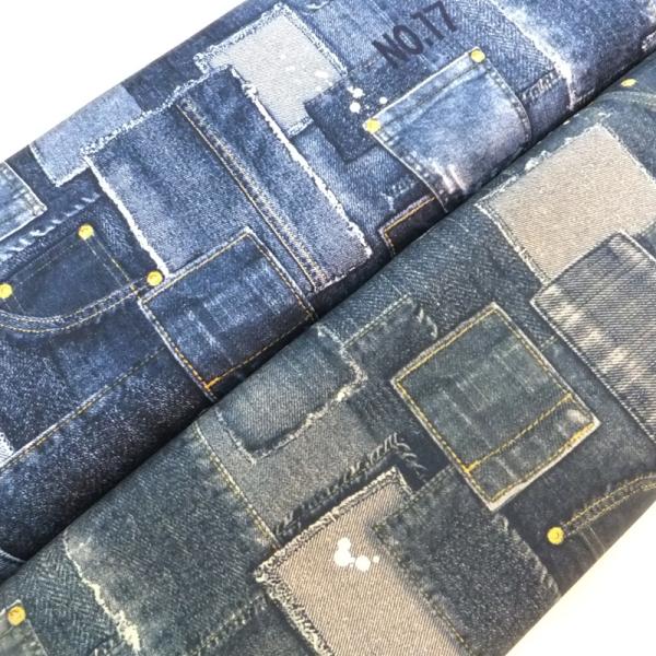 クールデニムパッチ　(綿 生地 布)