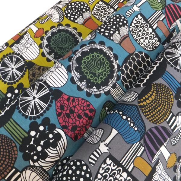 北欧の森　キノコ(綿麻 生地 布)