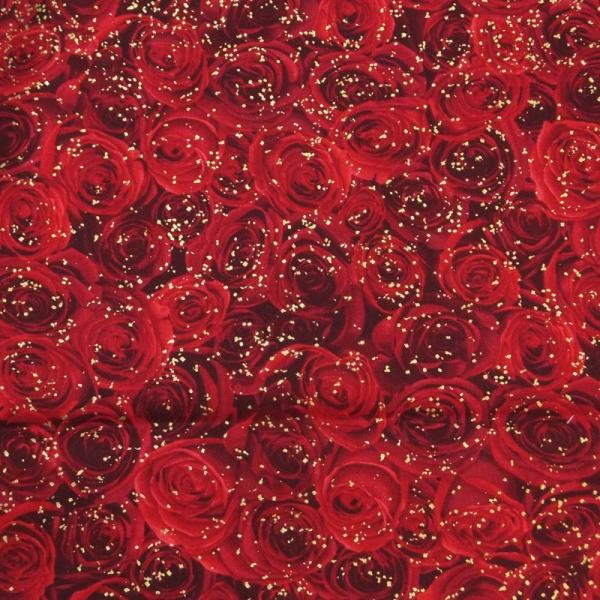 PACKED GILDED RED METALLIC ROSE  カット済110×130(USAコッ...