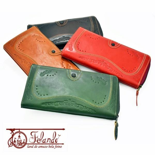 Felandoフェランドミルージュイタリアンレザー牛革L字ファスナー長財布66203全4色女性用財布...