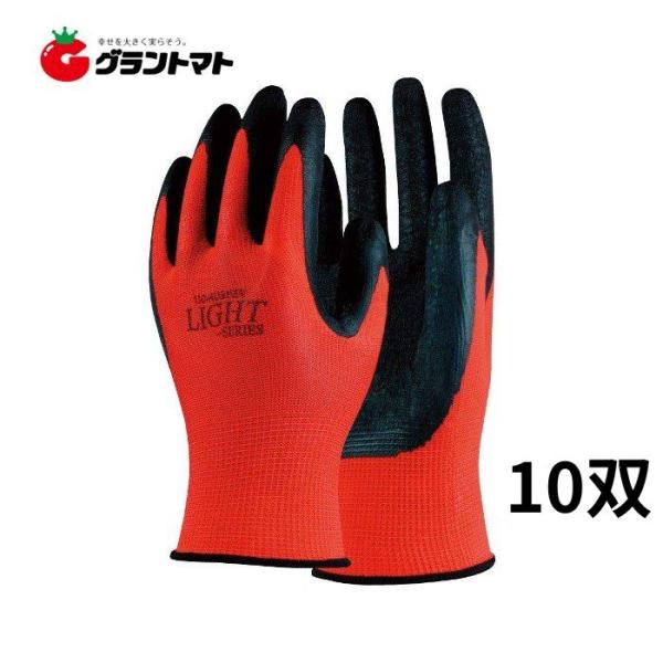 【在庫限り】天然ゴム背抜き手袋 10双 レッド Mサイズ 13ゲージ ライトシリーズ おたふく手袋