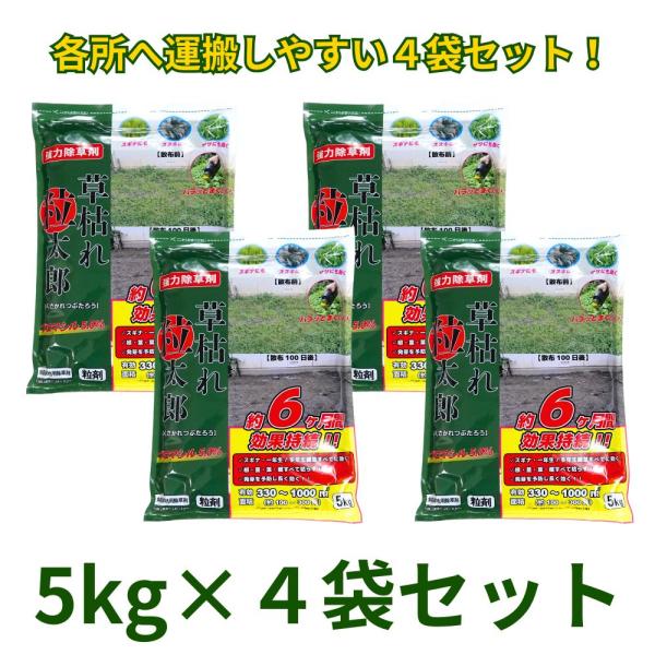 草枯れ粒太郎 ブロマシル5％ 5kg×4袋 ケース販売 粒剤 非農耕地用 除草剤 シンセイ 雑草対策